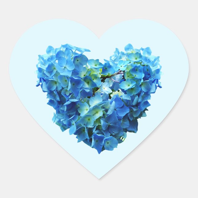 Blue Hydrangea Heart Sticker (Front)