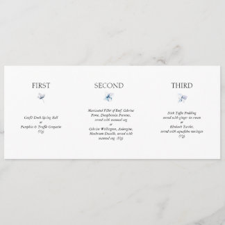Blue Hydrangea Horizontal Wedding Menu
