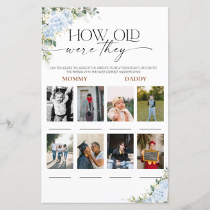 Blue Hydrangea How Old Were They Baby Shower Game