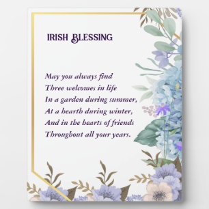 Blue Hydrangea Irish Blessing Prayer St Patrick's Plaque