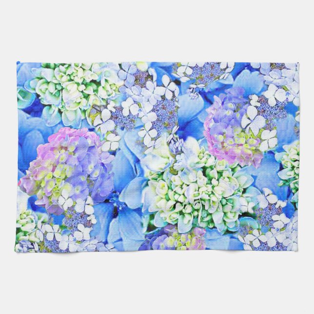 Blue Hydrangea Kitchen Towel (Horizontal)
