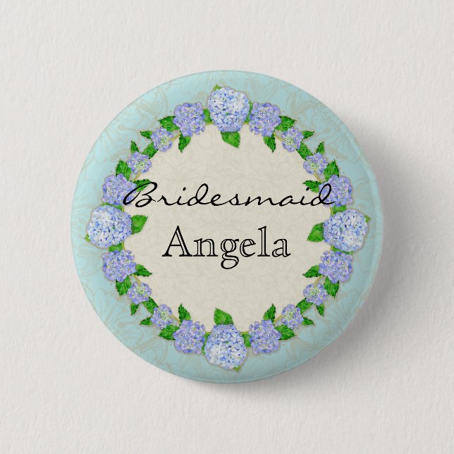 Blue Hydrangea Lace Floral Formal Bridesmaid Badge (Front)