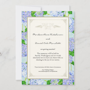 Blue Hydrangea Lace Floral Formal Elegant Weddings Invitation