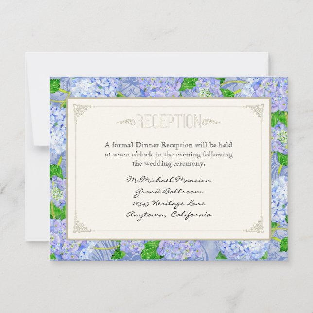 Blue Hydrangea Lace Floral Formal Elegant Weddings Invitation (Front)
