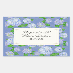 Blue Hydrangea Lace Floral Formal Elegant Weddings Rectangular Sticker