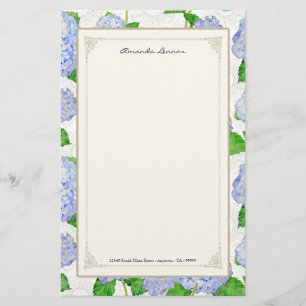 Blue Hydrangea Lace Floral Formal Elegant Weddings Stationery
