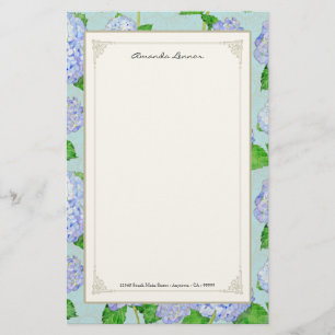 Blue Hydrangea Lace Floral Formal Elegant Weddings Stationery