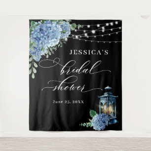 Blue Hydrangea Lantern Boho Bridal Shower Backdrop Tapestry