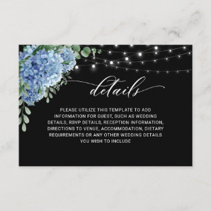 Blue Hydrangea Lantern Boho Wedding Enclosure Card