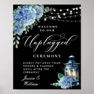 Blue Hydrangea Lantern Unplugged Wedding Ceremony Poster