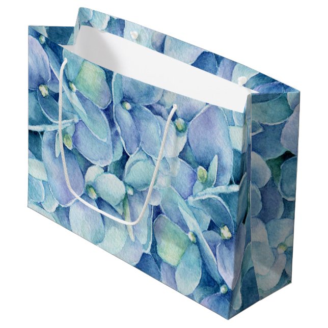 Blue Hydrangea Large Gift Bag (Front Angled)