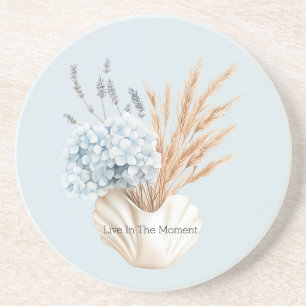 Blue Hydrangea Lavender Flowers in Vase Coaster