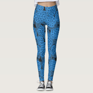 Blue hydrangea leggings