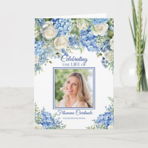 Blue Hydrangea Life Celebration Memorial Program Invitation