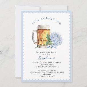 Blue Hydrangea Love is Brewing Bridal Shower Invitation