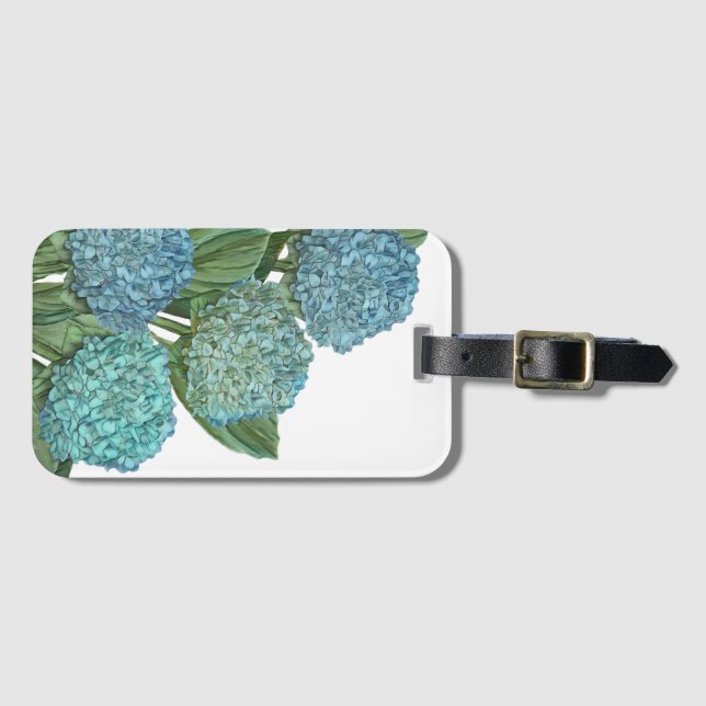 Blue Hydrangea Luggage Tag (Front Horizontal)