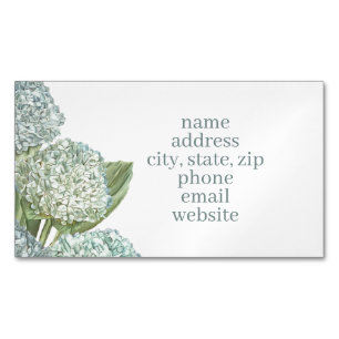 Blue Hydrangea Magnetic Business Card