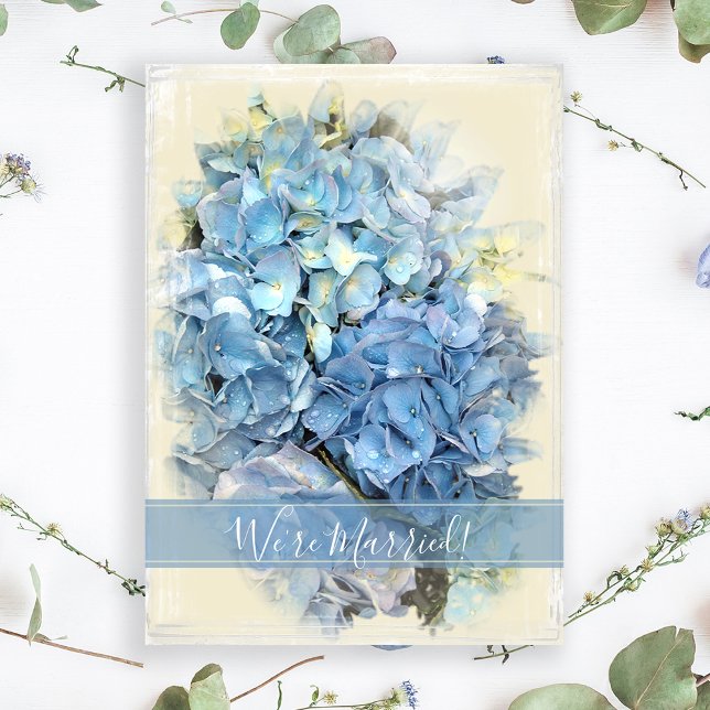 Blue Hydrangea Marriage / Elopement Announcement (Creator Uploaded)