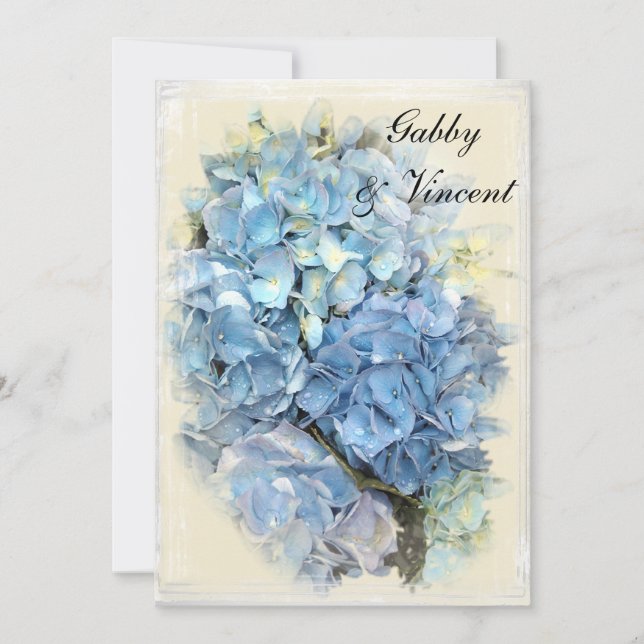 Blue Hydrangea Marriage / Elopement Announcement (Front)