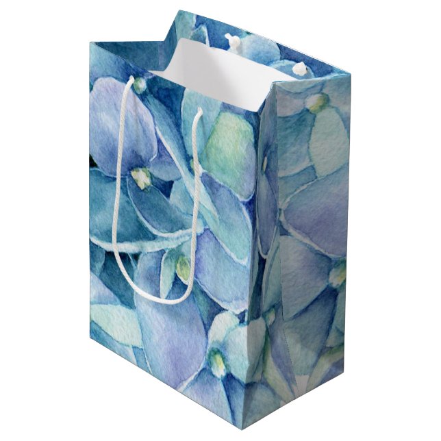 Blue Hydrangea Medium Gift Bag (Front Angled)