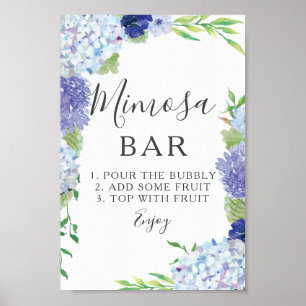 Blue Hydrangea Mimosa Bar Sign