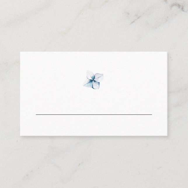 Blue Hydrangea Minimalist Wedding Place Card (Front)