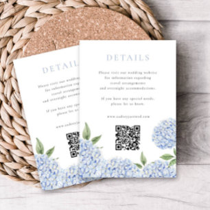 Blue Hydrangea Modern Details with QR Code, Small Enclosure Card
