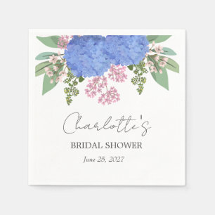 Blue Hydrangea Modern  Floral Bridal Shower Napkin