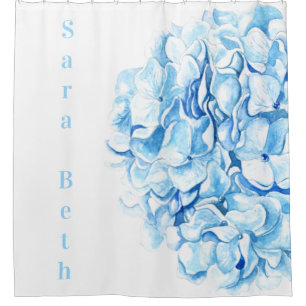 Blue Hydrangea Modern Watercolor Chic  Shower Curtain