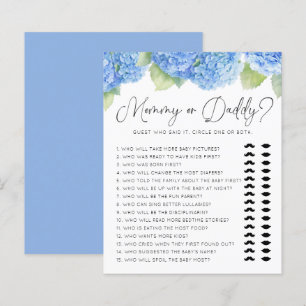 Blue Hydrangea Mummy or Daddy Baby Shower Games
