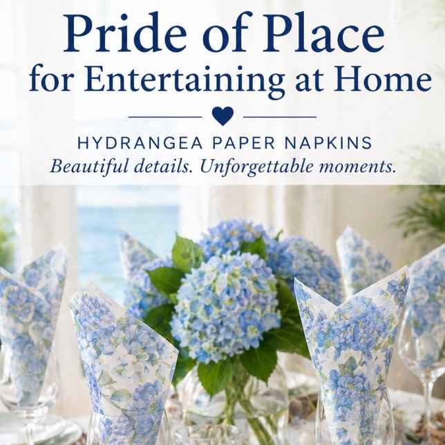 Blue Hydrangea Napkins for Bridal Shower Tables (Effortless elegance for your table—hydrangea napkins styled to impress at every gathering)
