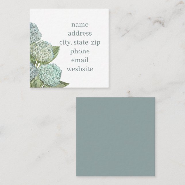 Blue Hydrangea Notebook Square Business Card (Front/Back)