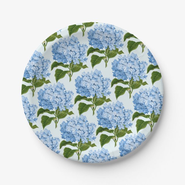 Blue Hydrangea Paper Plates (Front)