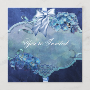 Blue Hydrangea Party Invitation