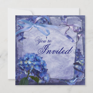 Blue Hydrangea Party Invitation