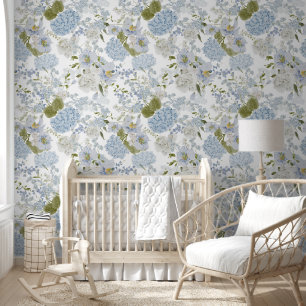 Blue Hydrangea Pattern Wallpaper
