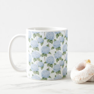 Blue Hydrangea Pattern Watercolor Floral Botanical Coffee Mug