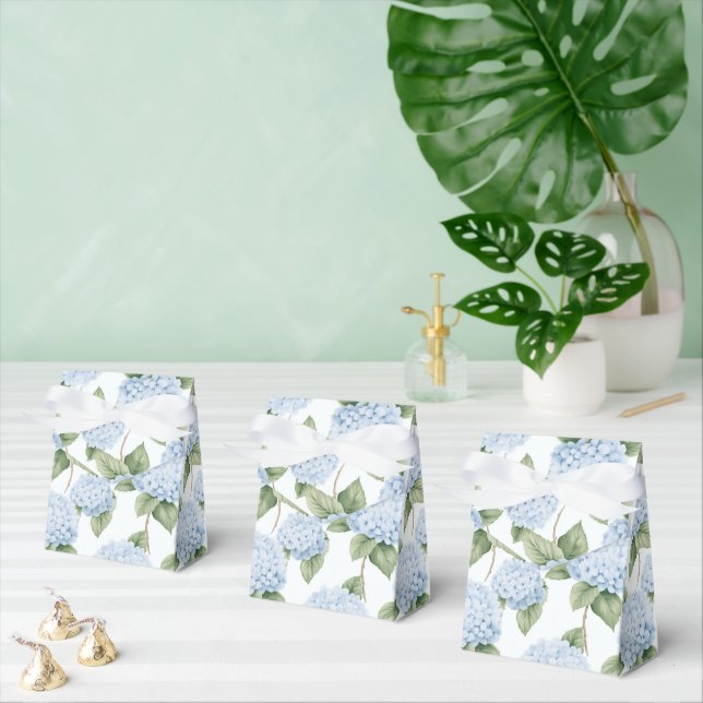 Blue Hydrangea Pattern Watercolor Floral Botanical Favour Box (Multiple)