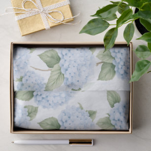 Blue Hydrangea Pattern Watercolor Floral Botanical Tissue Paper