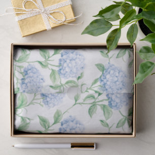 Blue Hydrangea Pattern Watercolor Floral Botanical Tissue Paper