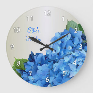 Blue Hydrangea Personalised Numbered Wall Clock