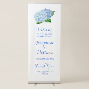 Blue Hydrangea Personalised Wedding Retractable Banner