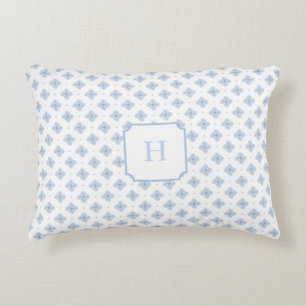 Blue Hydrangea Petal Monogram Decorative Cushion