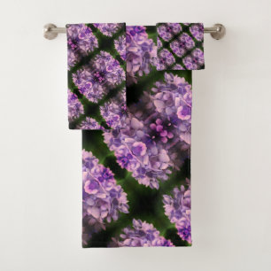 Blue Hydrangea Petals Abstract Art Pattern     Bath Towel Set