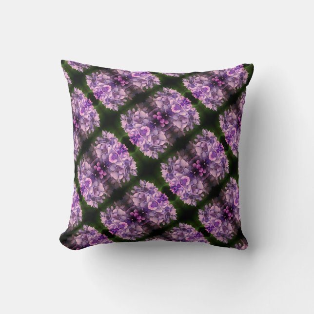 Blue Hydrangea Petals Abstract Art Pattern  Cushion (Front)