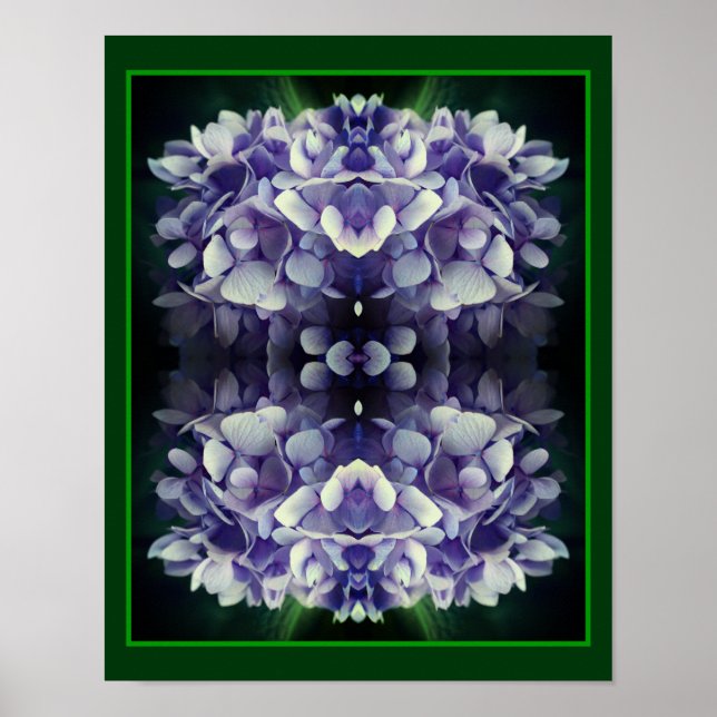 Blue Hydrangea Petals Close Up Abstract Poster (Front)