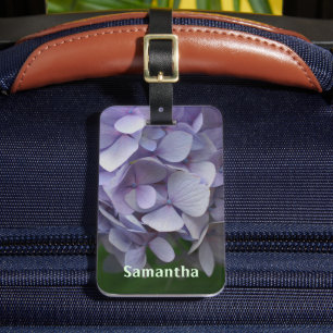 Blue Hydrangea Petals Close Up Personalised Luggage Tag