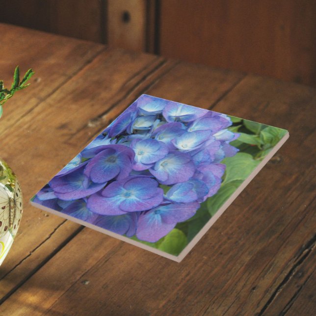Blue Hydrangea Petals Floral Tile (In Situ)