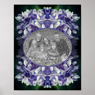 Blue Hydrangea Petals Frame Add Your Photo Poster
