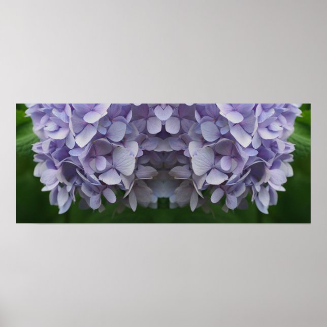 Blue Hydrangea Petals Mirror Abstract Poster (Front)